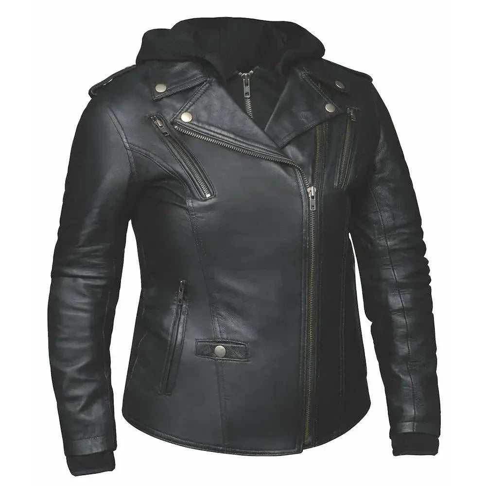 Cher - Women's Lambskin Leather Motorcycle Jacket - Unik Just for Bikers - Flyclothing LLC
