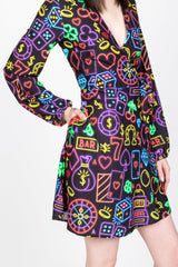 The Crown Casino | Neon Vegas Lights Wrap Dress - Shinesty