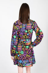 The Crown Casino | Neon Vegas Lights Wrap Dress - Shinesty