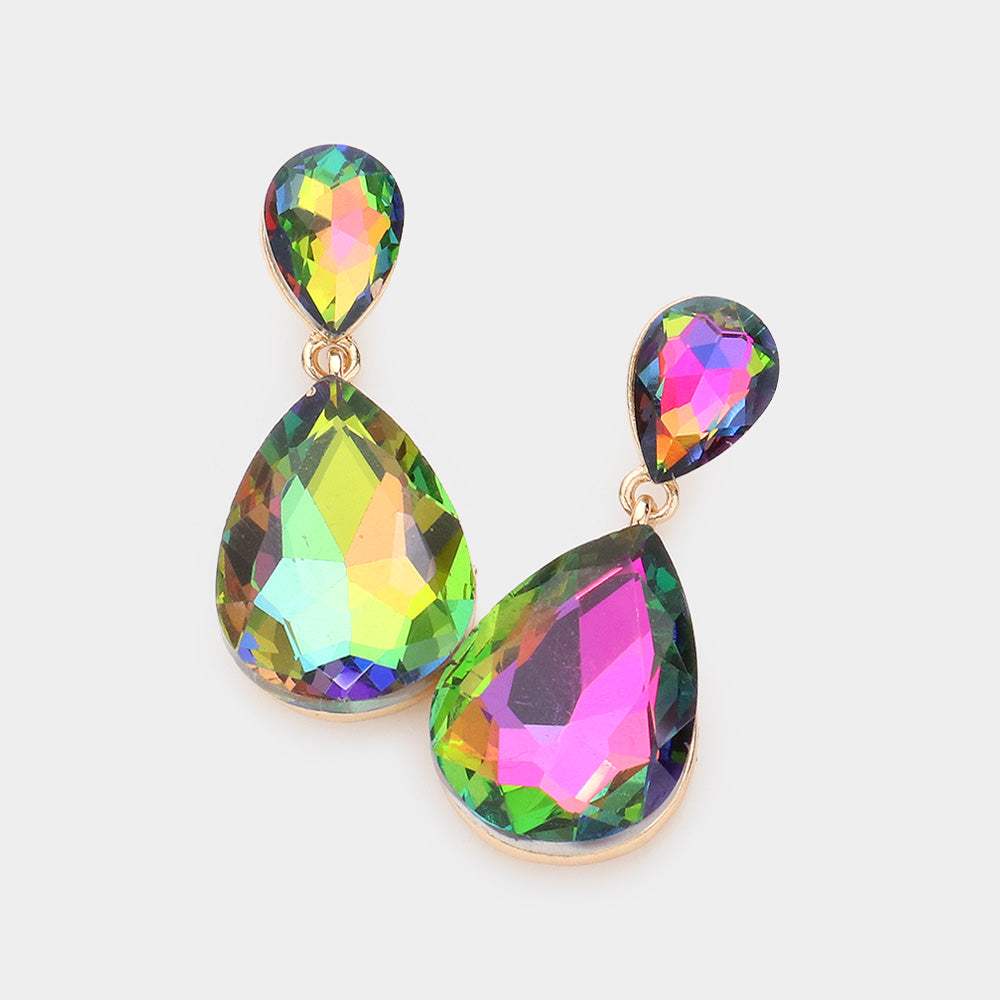 Crystal Double Teardrop Evening Earrings - Madeline Love - Flyclothing LLC