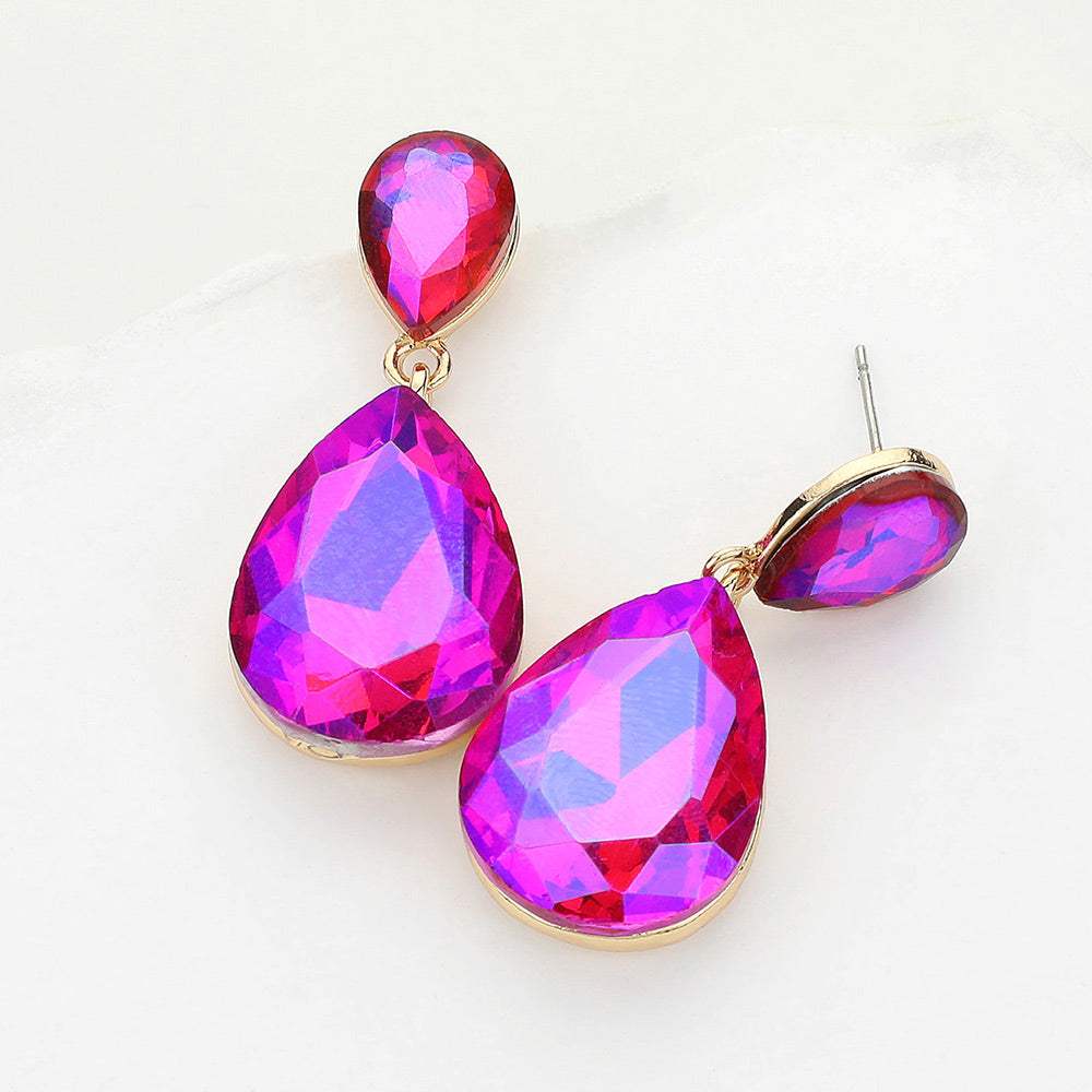 Crystal Double Teardrop Evening Earrings - Madeline Love - Flyclothing LLC