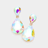 Crystal Double Teardrop Evening Earrings - Madeline Love - Flyclothing LLC