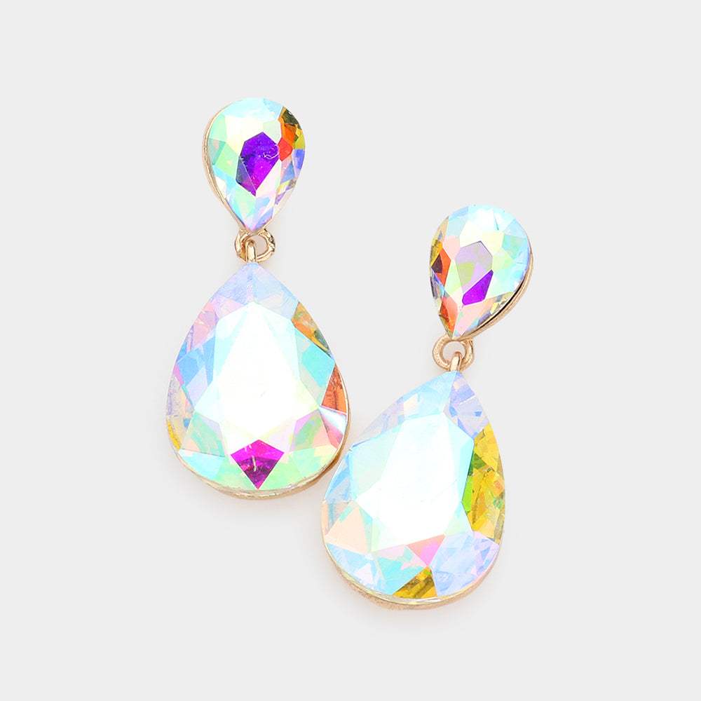 Crystal Double Teardrop Evening Earrings - Madeline Love - Flyclothing LLC
