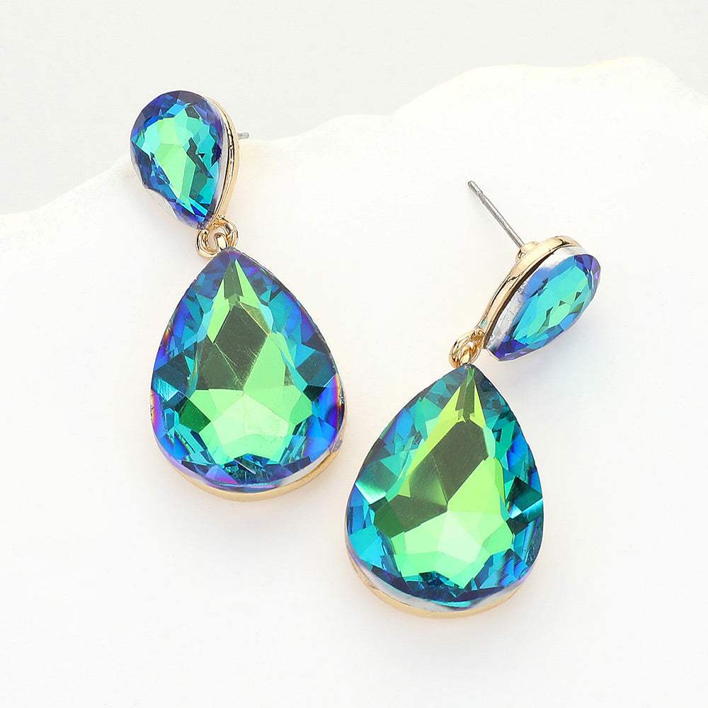 Crystal Double Teardrop Evening Earrings - Madeline Love - Flyclothing LLC