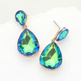 Crystal Double Teardrop Evening Earrings - Madeline Love - Flyclothing LLC