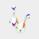 Crystal Double Teardrop Evening Earrings - Madeline Love - Flyclothing LLC