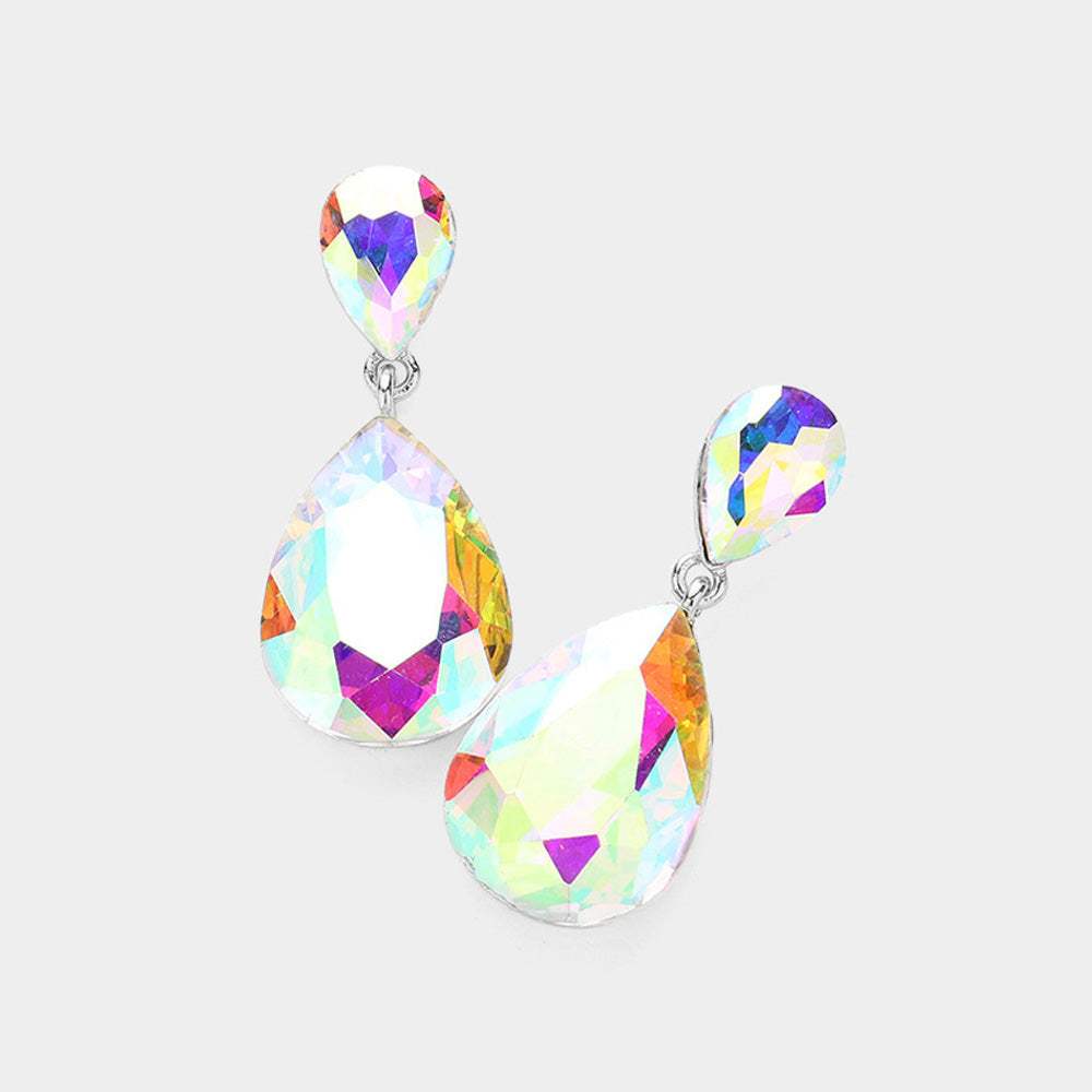 Crystal Double Teardrop Evening Earrings - Madeline Love - Flyclothing LLC