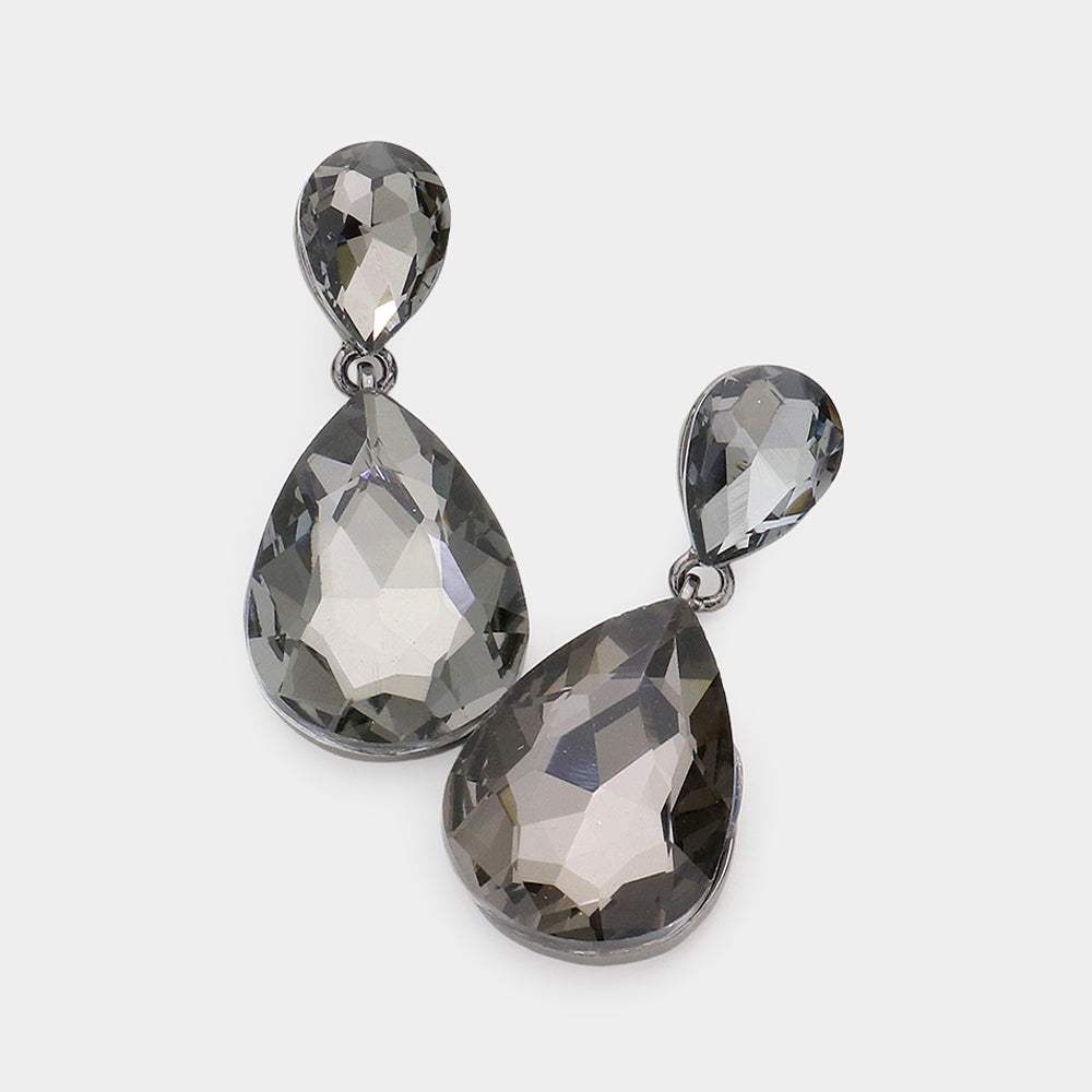 Crystal Double Teardrop Evening Earrings - Madeline Love - Flyclothing LLC