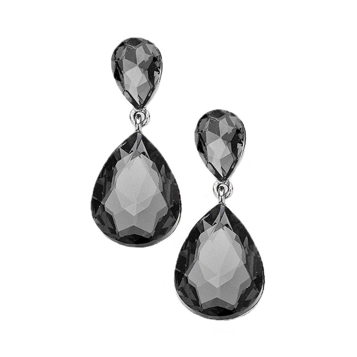 Crystal Double Teardrop Evening Earrings - Madeline Love - Flyclothing LLC