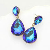 Crystal Double Teardrop Evening Earrings - Madeline Love - Flyclothing LLC