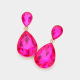 Crystal Double Teardrop Evening Earrings - Madeline Love - Flyclothing LLC