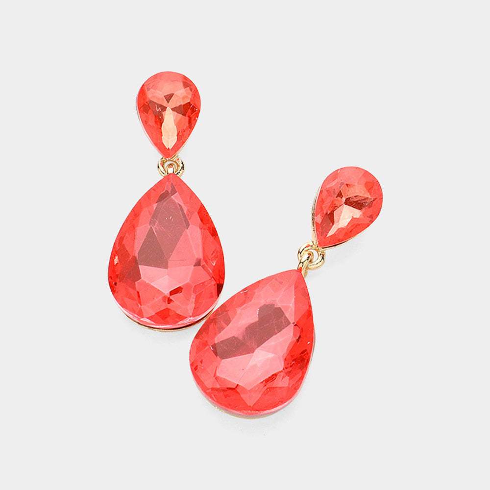 Crystal Double Teardrop Evening Earrings - Madeline Love - Flyclothing LLC