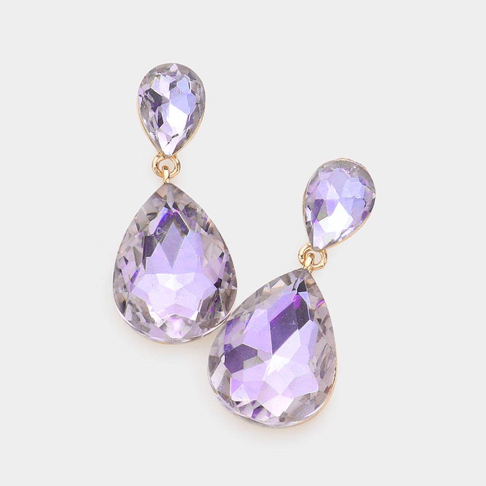 Crystal Double Teardrop Evening Earrings - Madeline Love - Flyclothing LLC