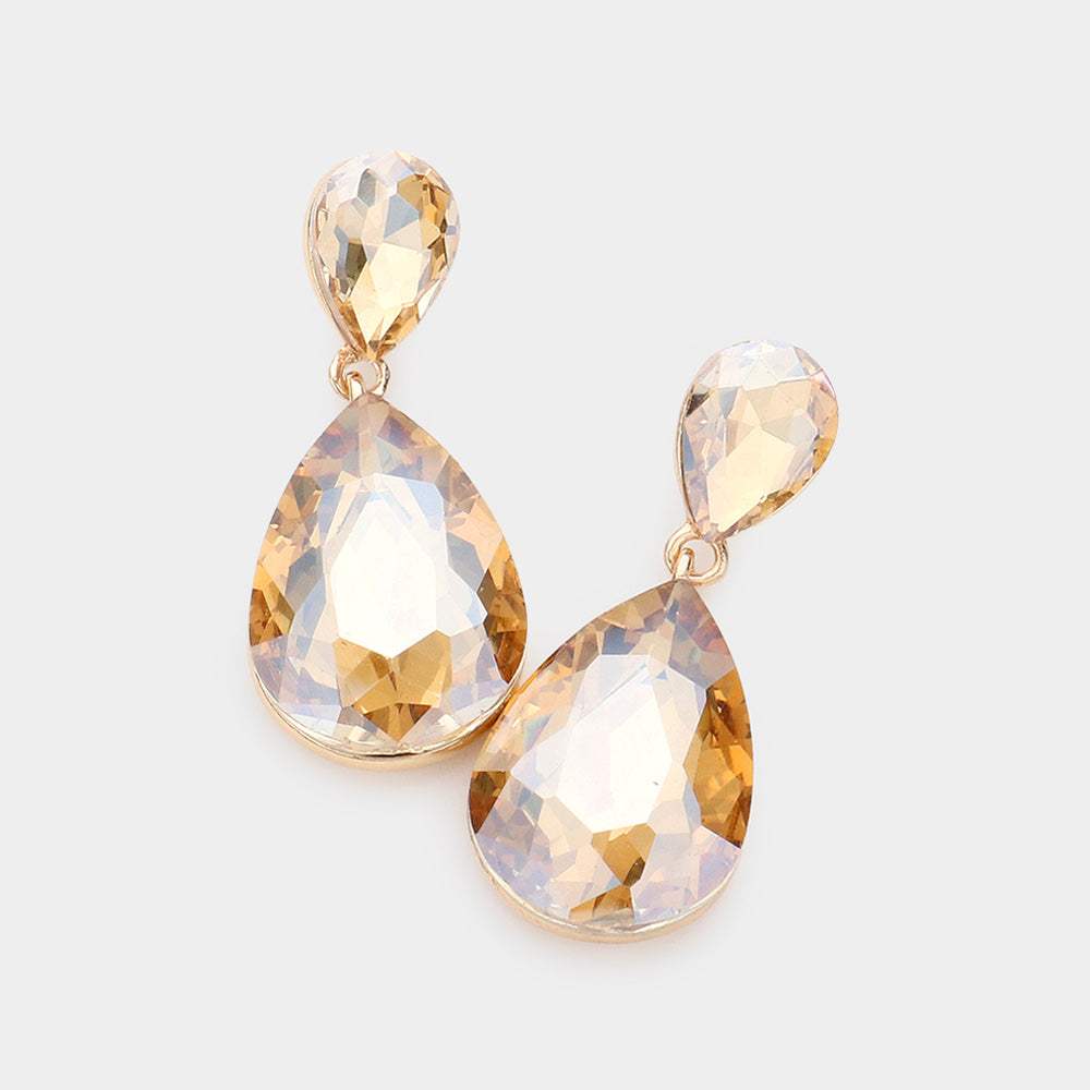 Crystal Double Teardrop Evening Earrings - Madeline Love - Flyclothing LLC
