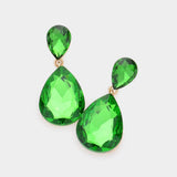 Crystal Double Teardrop Evening Earrings - Madeline Love - Flyclothing LLC