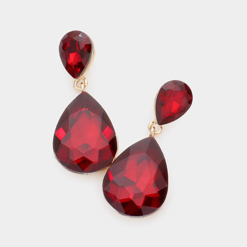 Crystal Double Teardrop Evening Earrings - Madeline Love - Flyclothing LLC