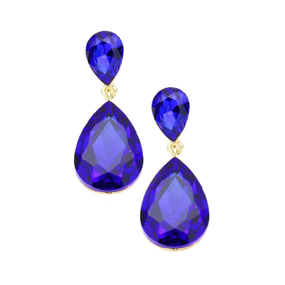Crystal Double Teardrop Evening Earrings - Madeline Love - Flyclothing LLC