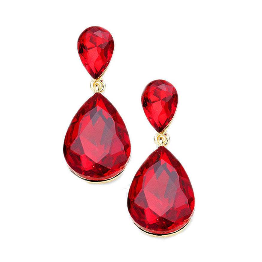 Crystal Double Teardrop Evening Earrings - Madeline Love - Flyclothing LLC