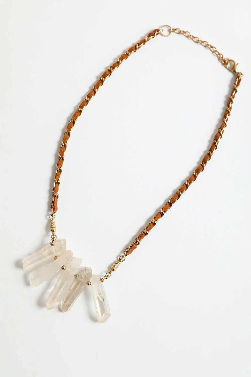 Crystal Drop Suede Necklace - Boho Clothing and Accessories - Flyclothing LLC