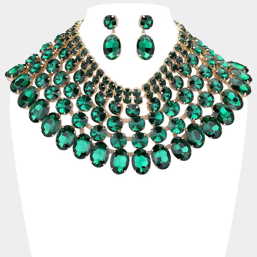 Crystal Glass Bib Statement Necklace - Madeline Love - Flyclothing LLC