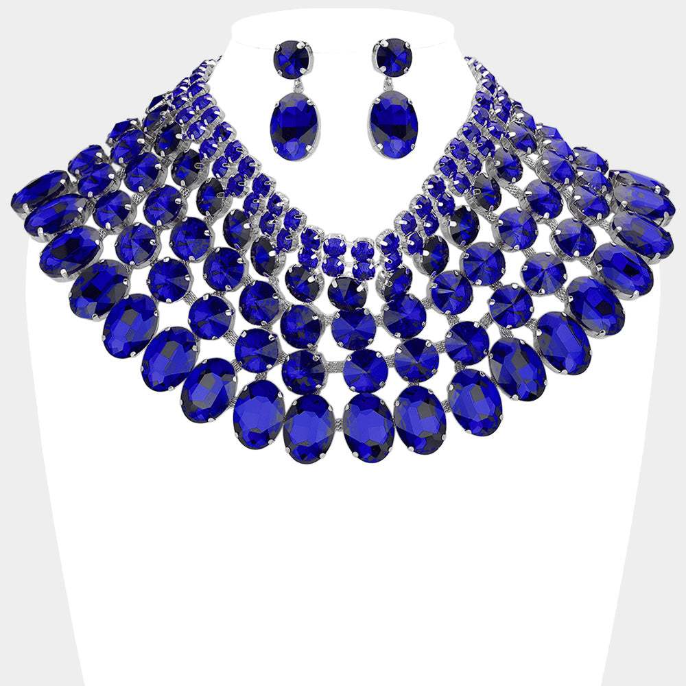 Crystal Glass Bib Statement Necklace - Madeline Love - Flyclothing LLC