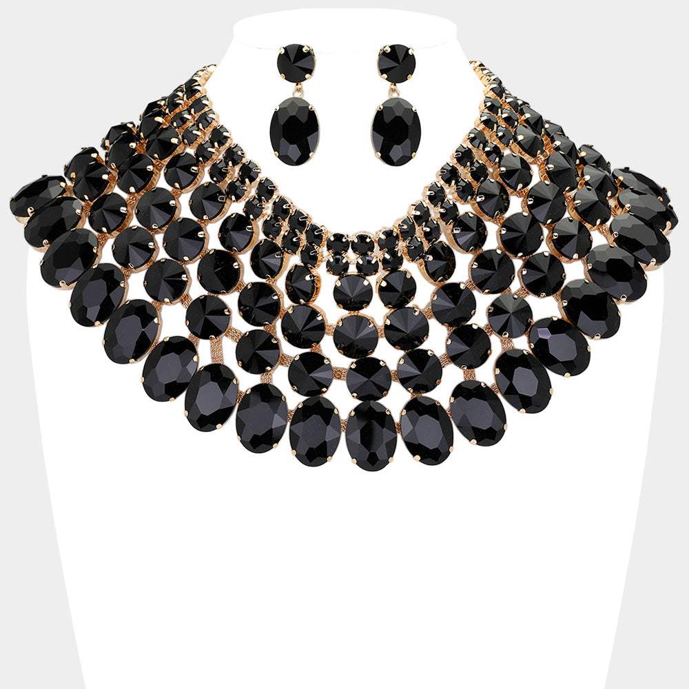 Crystal Glass Bib Statement Necklace - Madeline Love - Flyclothing LLC