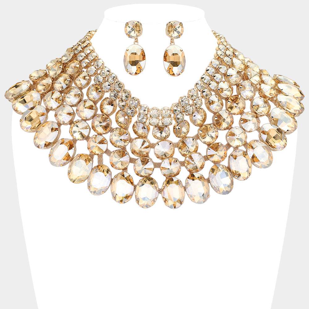 Crystal Glass Bib Statement Necklace - Madeline Love - Flyclothing LLC