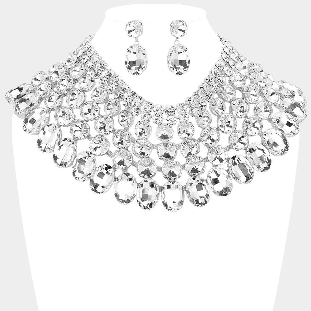 Crystal Glass Bib Statement Necklace - Madeline Love - Flyclothing LLC