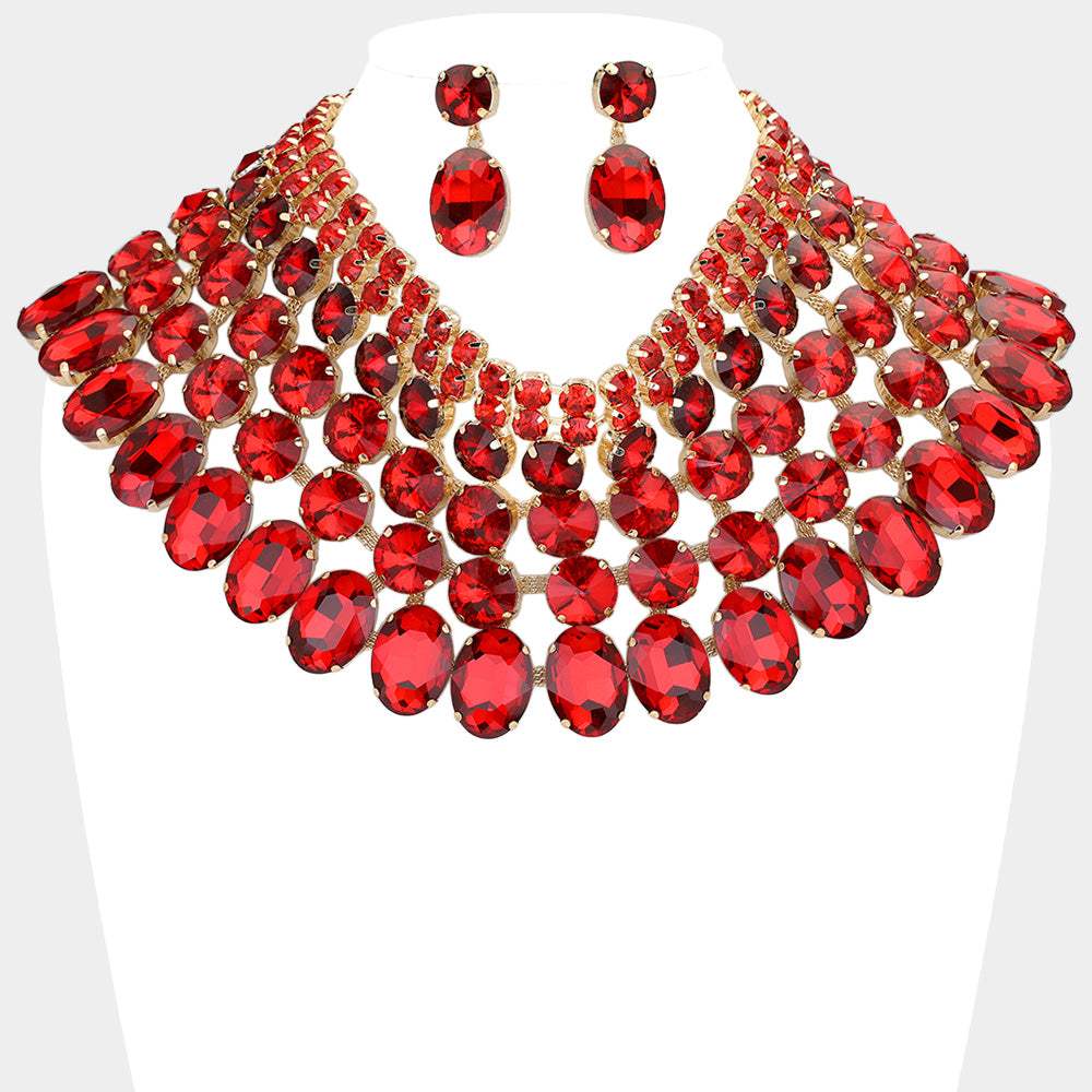 Crystal Glass Bib Statement Necklace - Madeline Love - Flyclothing LLC