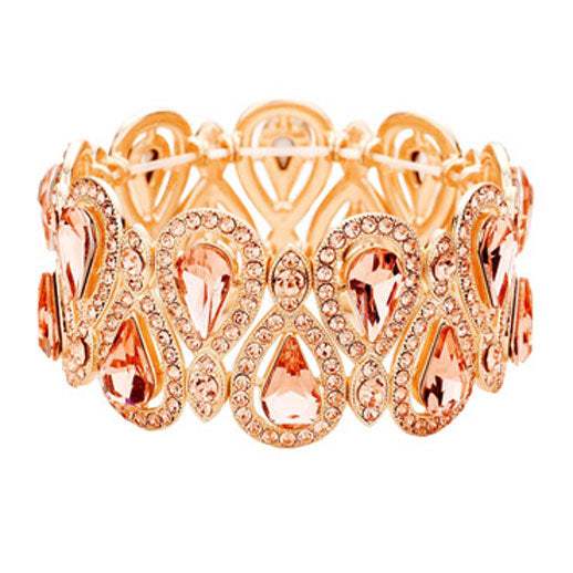 Crystal Glass Teardrop Evening Stretch Bracelet - Madeline Love - Flyclothing LLC