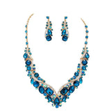 Crystal Inset Necklace matching Earrings Evening Set - Madeline Love - Flyclothing LLC