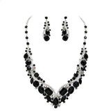 Crystal Inset Necklace matching Earrings Evening Set - Madeline Love - Flyclothing LLC