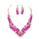 Crystal Inset Necklace matching Earrings Evening Set - Madeline Love - Flyclothing LLC