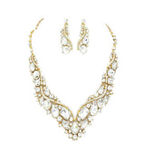 Crystal Inset Necklace matching Earrings Evening Set - Madeline Love - Flyclothing LLC