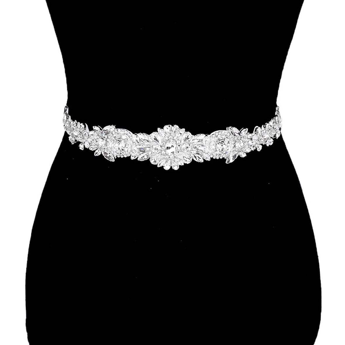 Crystal Pave Bow Sash Ribbon Bridal Wedding Belt Headband - Madeline Love - Flyclothing LLC