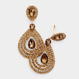 Crystal Pave Trimmed Teardrop Clip On Earrings - Madeline Love - Flyclothing LLC