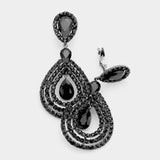 Crystal Pave Trimmed Teardrop Clip On Earrings - Madeline Love - Flyclothing LLC
