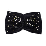 Crystal Pearl Detailed Twisted Velvet Headband Earmuff - Madeline Love - Flyclothing LLC