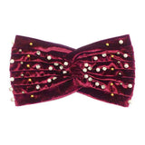 Crystal Pearl Detailed Twisted Velvet Headband Earmuff - Madeline Love - Flyclothing LLC