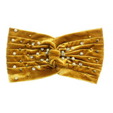 Crystal Pearl Detailed Twisted Velvet Headband Earmuff - Madeline Love - Flyclothing LLC