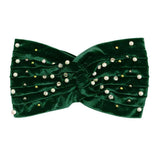 Crystal Pearl Detailed Twisted Velvet Headband Earmuff - Madeline Love - Flyclothing LLC