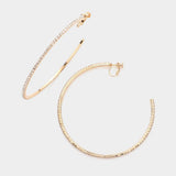 Crystal Rhinestone 3.3 Inch Hoop Clip on Earrings - Madeline Love - Flyclothing LLC