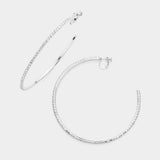 Crystal Rhinestone 3.3 Inch Hoop Clip on Earrings - Madeline Love - Flyclothing LLC