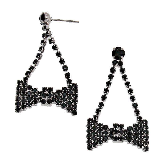 Crystal Rhinestone Bow Evening Earrings - Madeline Love - Flyclothing LLC