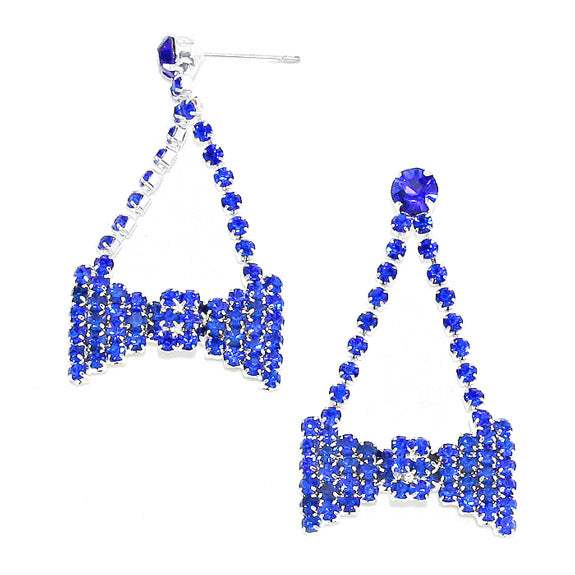 Crystal Rhinestone Bow Evening Earrings - Madeline Love - Flyclothing LLC