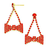 Crystal Rhinestone Bow Evening Earrings - Madeline Love - Flyclothing LLC