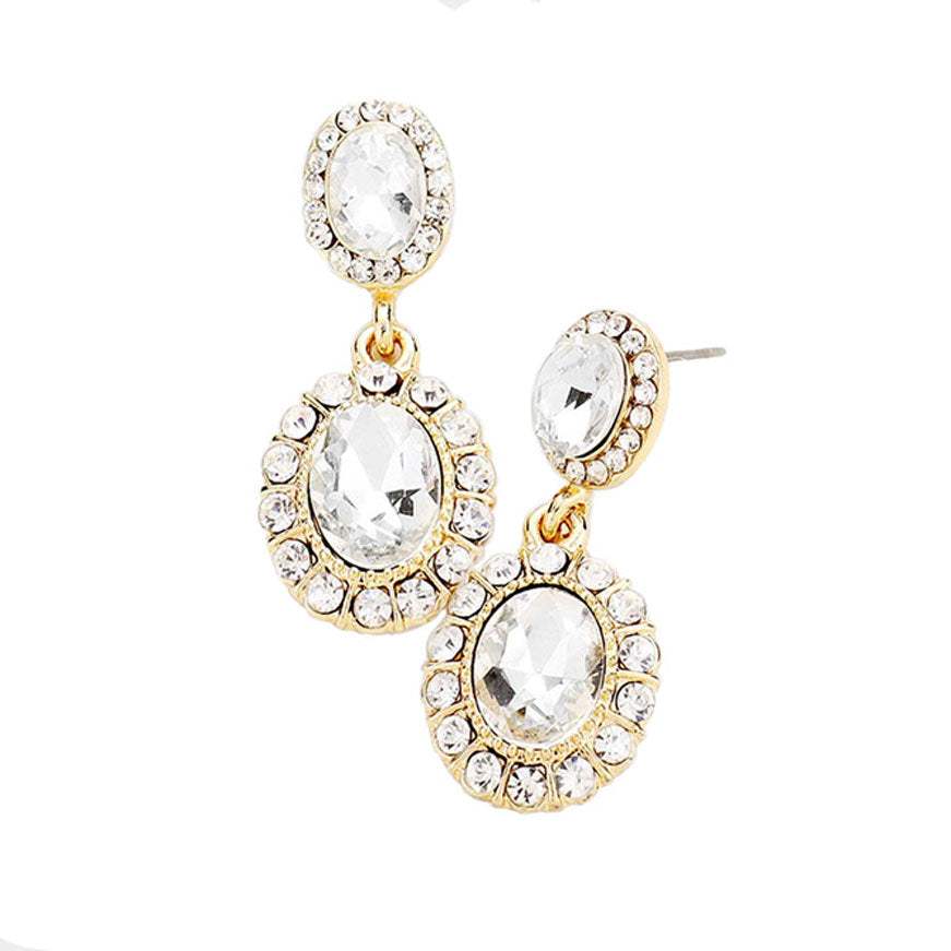 Crystal Rhinestone Drop Evening Earrings - Madeline Love - Flyclothing LLC
