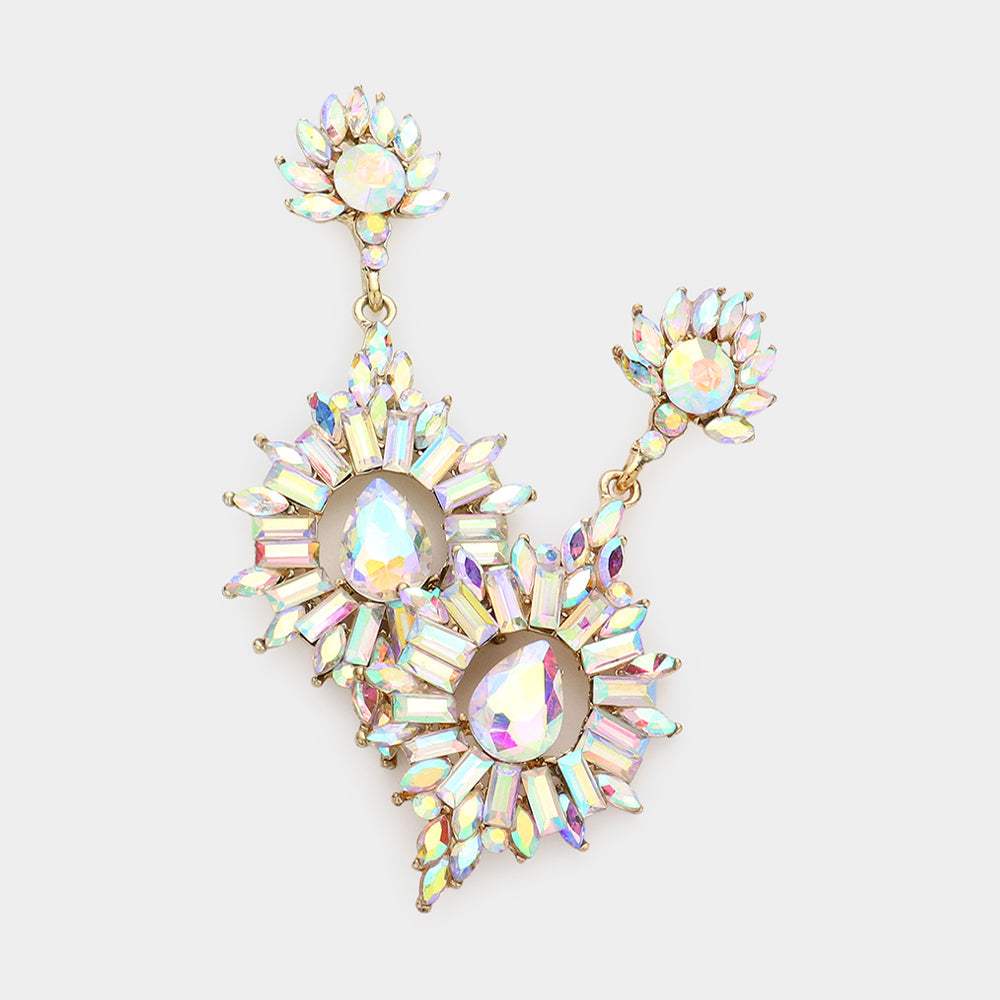 Crystal Rhinestone Flame Evening Earrings - Madeline Love - Flyclothing LLC
