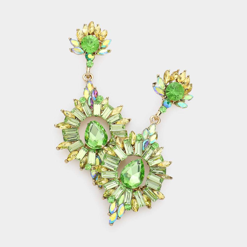 Crystal Rhinestone Flame Evening Earrings - Madeline Love - Flyclothing LLC