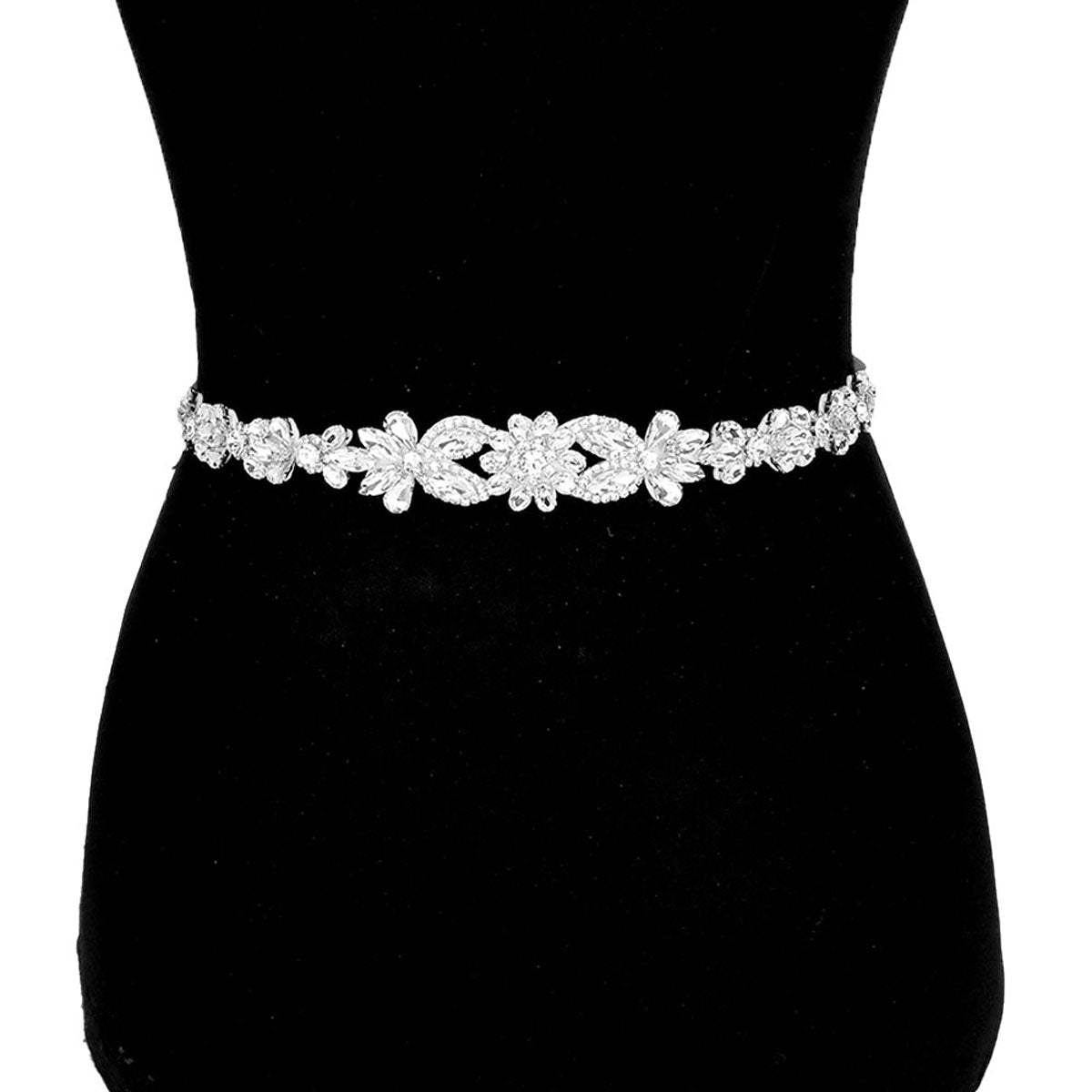 Crystal Rhinestone Floral Bridal Wedding Belt Headband - Madeline Love - Flyclothing LLC